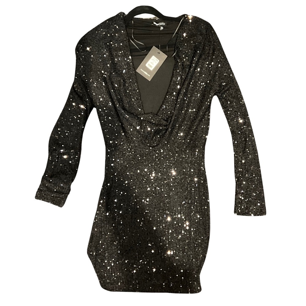 Keep Shining Sequin Mini Dress - Black